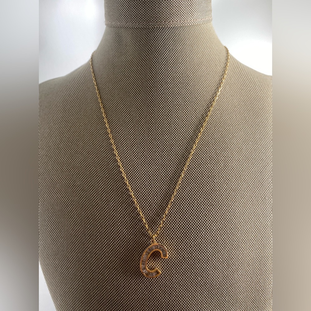 Nordstrom Cubic Zirconia “C” Initial Pendant Adjustable Necklace